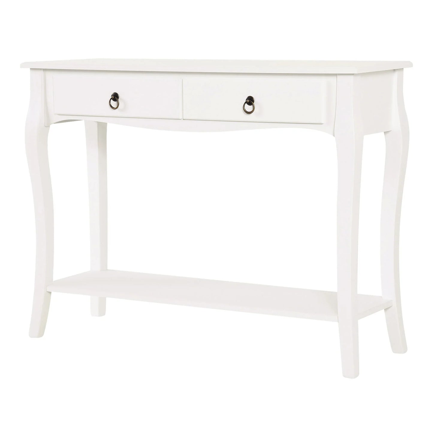 HOMCOM Konsolentisch Sideboard für Wohnzimmer und Flur, Akzenttisch mit Schubladen und Regal, elegantes Design 100x33x75cm Hochglanz Weiß