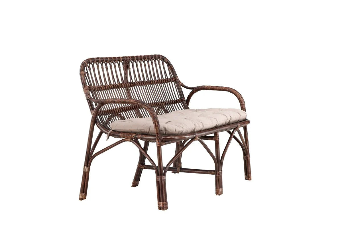 Gartenbank Tobias - Aus Rattan in der Farbe Dunkelwalnuss