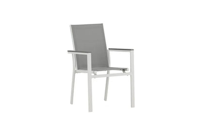 2er Set Gartenstuhl Ina - ein weiß-grauer Stuhl aus Aluminium und Textilene