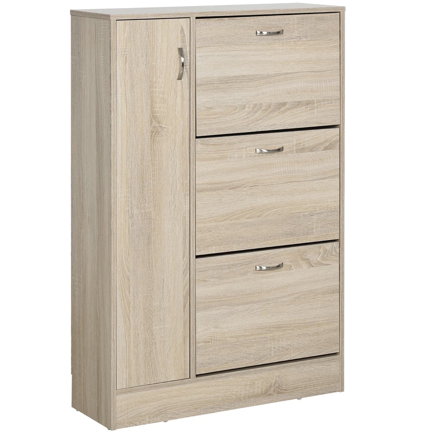 HOMCOM 2-in-1 Schuhschrank für Schuhe und Regenschirme, Großer Schrank mit verstellbarem Regal für 12 Paar, 79x26x120 cm, Holz