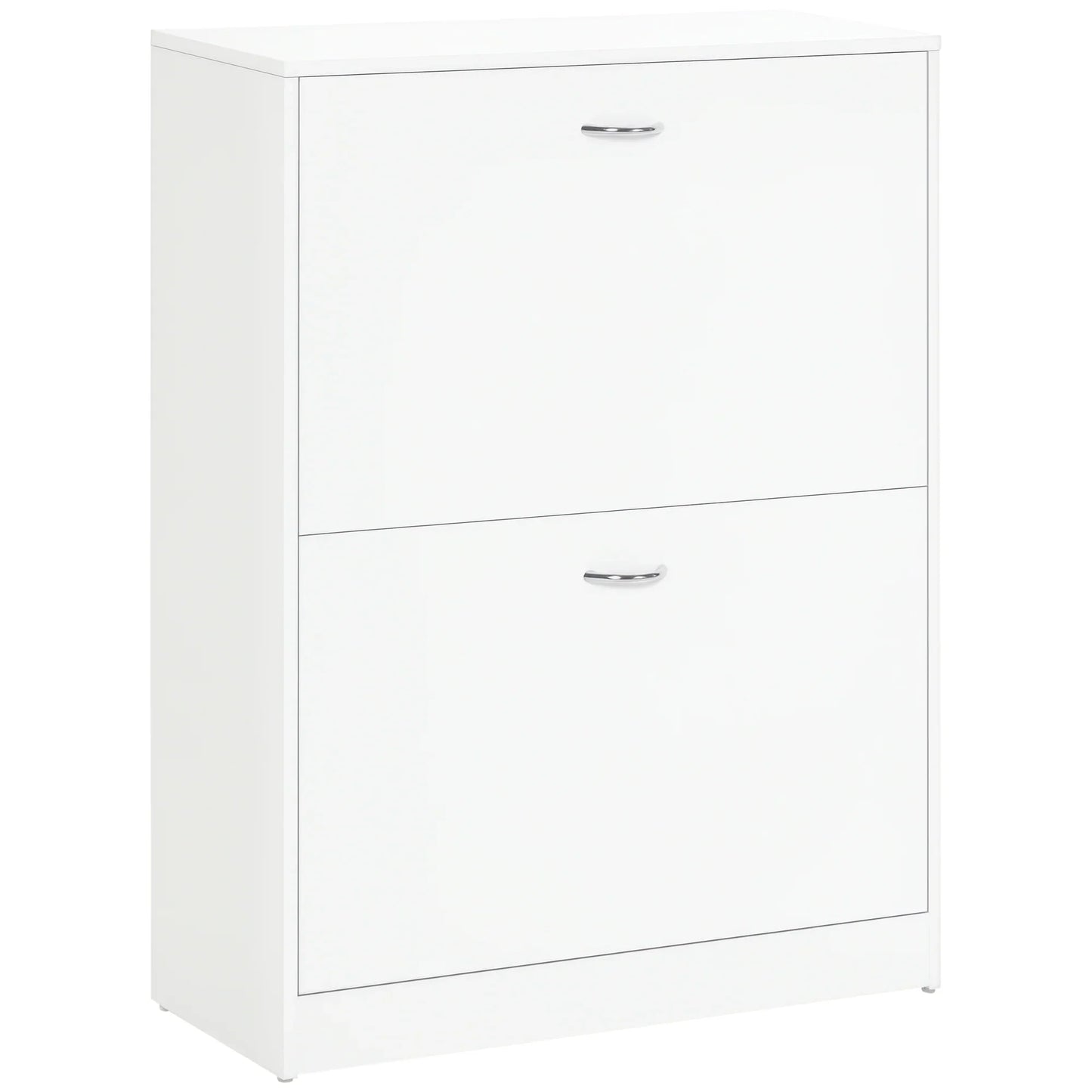 HOMCOM Moderner Schuhschrank für den Eingangsbereich - Schuhregal schmal mit 2 Schubladen und verstellbaren Regalen für Flur 60x24x80 cm Weiß