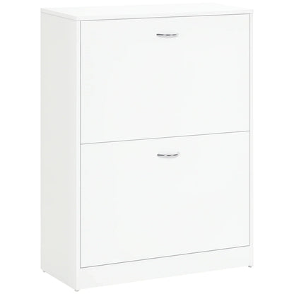 HOMCOM Moderner Schuhschrank für den Eingangsbereich - Schuhregal schmal mit 2 Schubladen und verstellbaren Regalen für Flur 60x24x80 cm Weiß