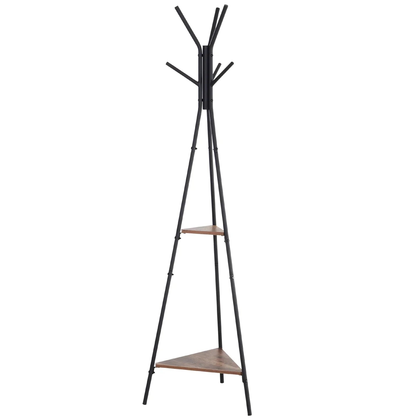 HOMCOM Metall Kleiderständer Baummuster für Kleidung Taschen Hüte 6 Haken mit 2 Regalen 32,5x45,5x182cm