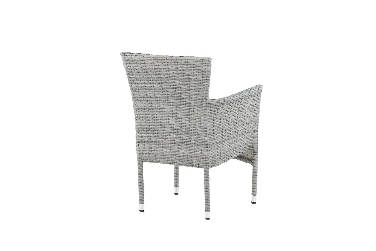 2er Set Gartenstuhl Isla - grauer Stuhl aus Aluminium und Rattan inklusive Sitzkissen