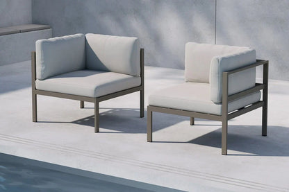 Gartenbank Eckmodul Borelio - Aus Aluminium in den Farben Khaki und Beige