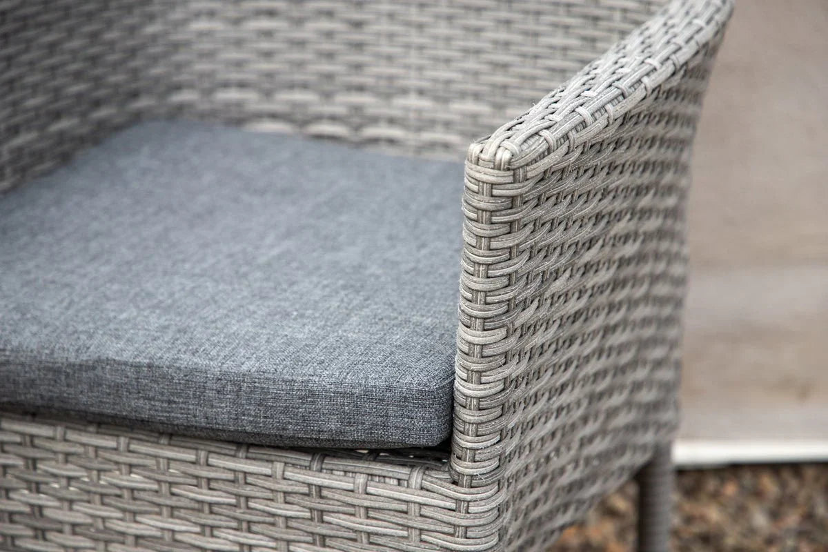 2er Set Gartenstuhl Isla - grauer Stuhl aus Aluminium und Rattan inklusive Sitzkissen