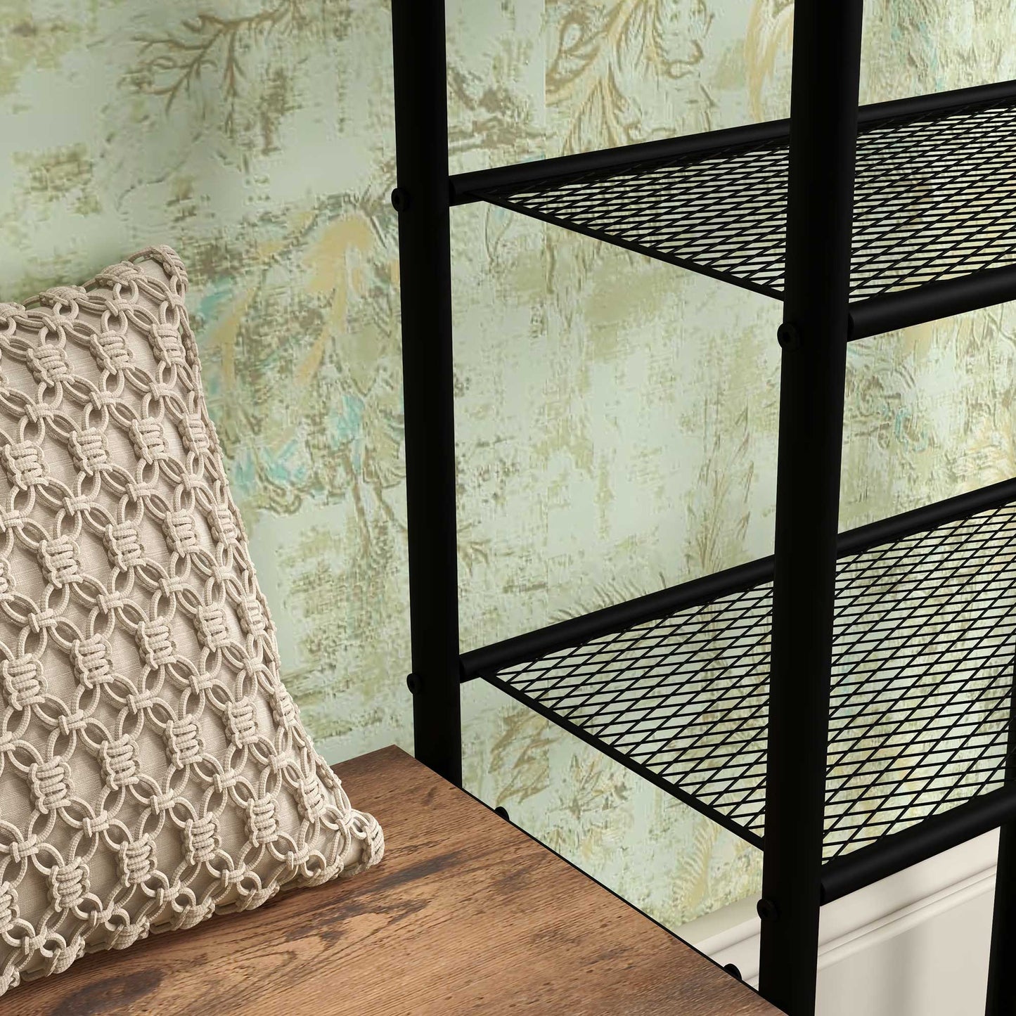 HOMCOM Garderobenständer mit Schuhregal und 5 Regalen - Garderobenständer mit 6 Haken zum Aufhängen von Taschen und Kleidung im Industrie-Design 92,5x28,2x182 cm Rustikal Braun