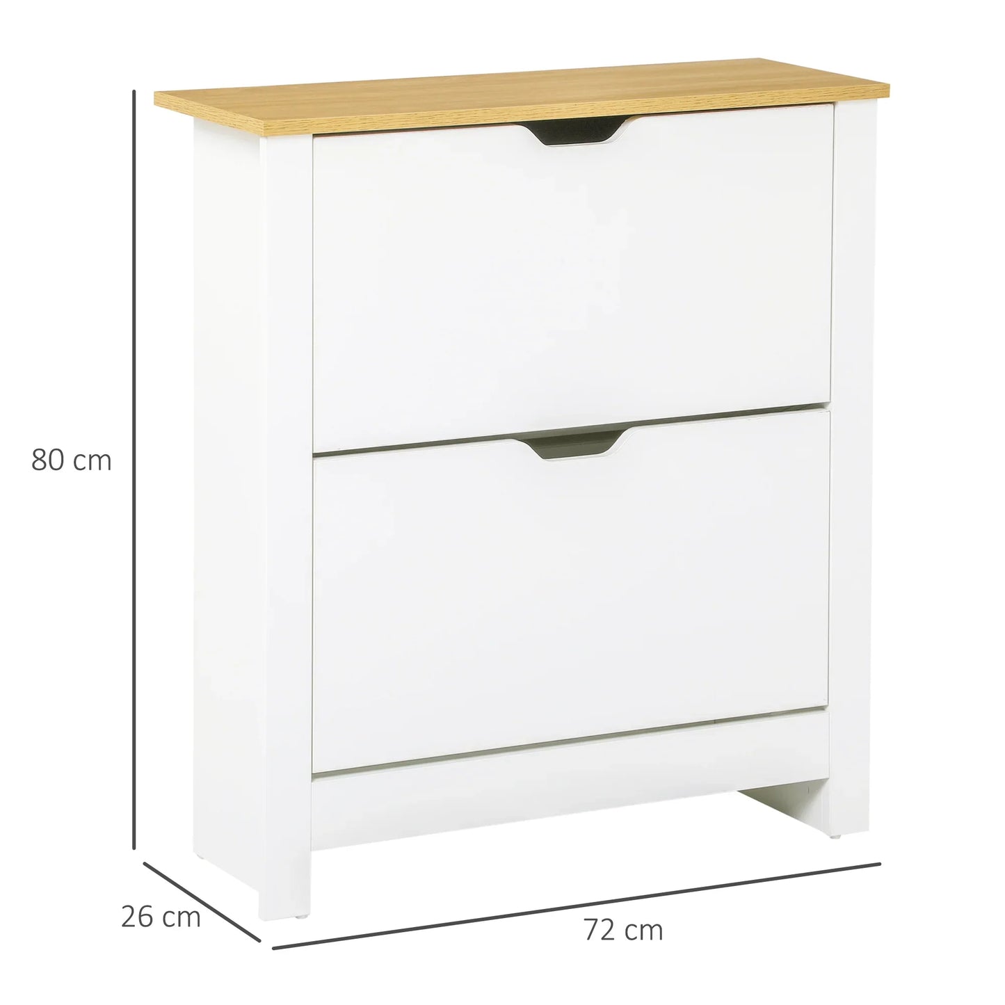 HOMCOM Moderner Schuhschrank Eingangsbereich Schuhregal für 12 Paare Schuhe mit Klappschubladen und verstellbaren Regalen Schmale Schuhablage für Flur 72x26x80 cm Weiß