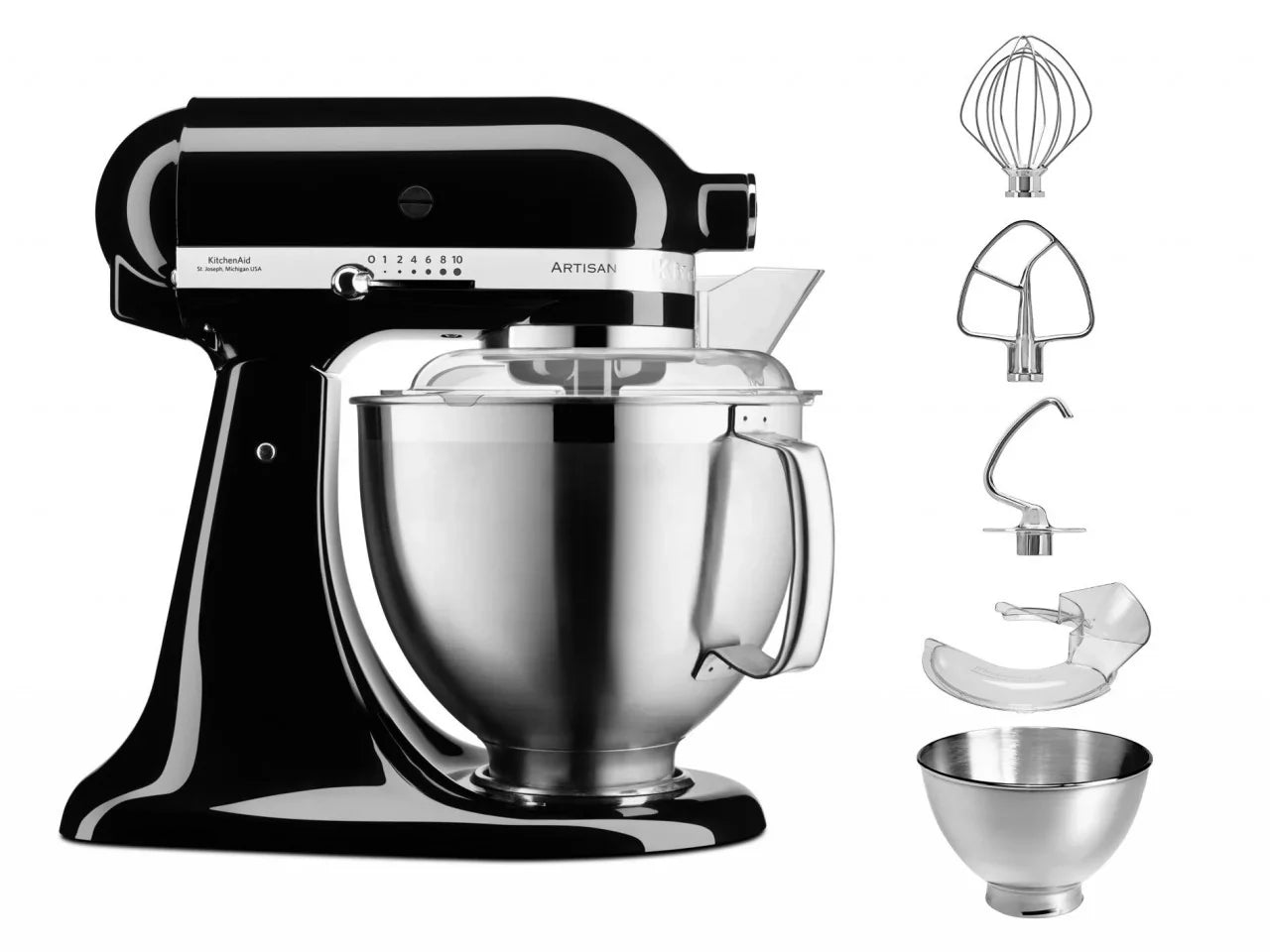 KitchenAid 4,8 L 5KSM185 Artisan Küchenmaschine Flexiset Artisan + Flexirührer