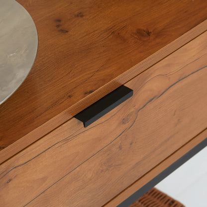 HOMCOM Konsolentisch mit Stauraum, Sofatisch im Industriedesign, Seitentisch für Flur, Wohnzimmer, Diele, Stahl, Braun, 80 x 30 x 76 cm