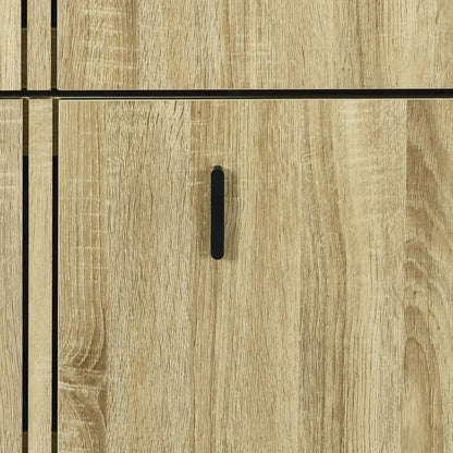 HOMCOM Schuhschrank mit 3 Klappen, für 18 Paar, 3-Fächer Schuhschrank, große Kapazität für Eingangsbereich, Flur, Wohnzimmer, 63 x 24 x 117 cm, Eiche