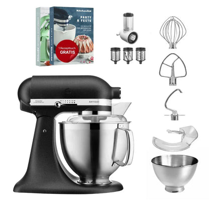 KitchenAid 4,8 L 5KSM185 Artisan Küchenmaschine Beginnerset Artisan Gemüseschneider+Flexirührer