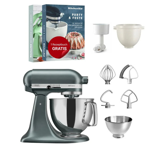 KitchenAid 4,8 L 5KSM175 Artisan Küchenmaschine Breadlover mit Messerschmidt Getreidemühlenvorsatz + Brotbackschüssel
