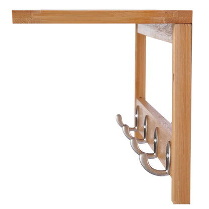 HOMCOM Wandkleiderhaken mit Regal und Handtuchhalter – 4 Haken für Flur, Wohnzimmer, Badezimmer, Diele, Schlafzimmer – 50x16x17,5 cm – Max. Belastung 5 kg