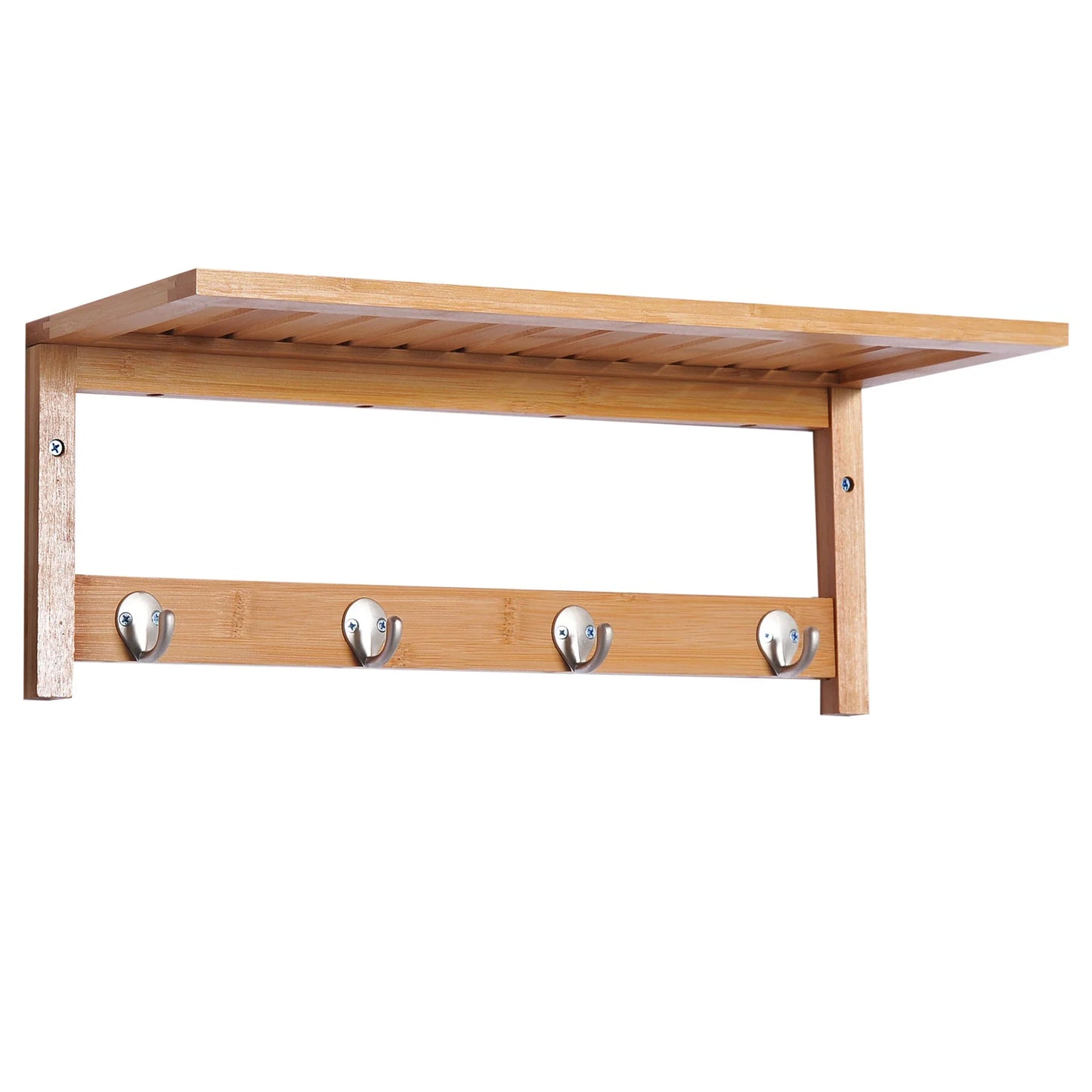 HOMCOM Wandkleiderhaken mit Regal und Handtuchhalter – 4 Haken für Flur, Wohnzimmer, Badezimmer, Diele, Schlafzimmer – 50x16x17,5 cm – Max. Belastung 5 kg