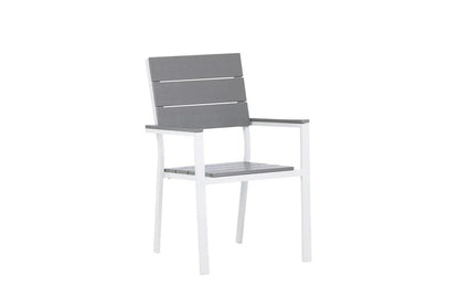 2er Set - Gartenstuhl Vita in Weiß/Grau aus Aluminium und Aintwood-Sitzfläche