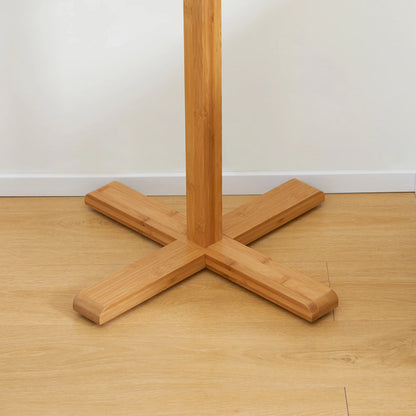HOMCOM Kleiderständer mit 8 Haken, Bambus Kleiderständer für Schlafzimmer, Ausstellungen, Waschraum, Naturholz