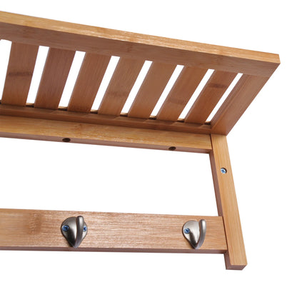 HOMCOM Wandkleiderhaken mit Regal und Handtuchhalter – 4 Haken für Flur, Wohnzimmer, Badezimmer, Diele, Schlafzimmer – 50x16x17,5 cm – Max. Belastung 5 kg