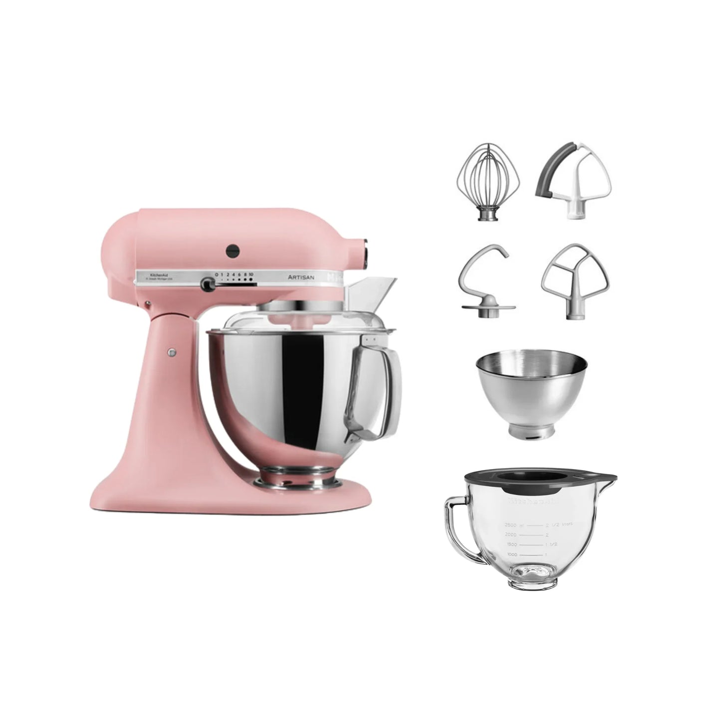 KitchenAid 4,8 L 5KSM175 Artisan Küchenmaschine Glasset mit Glasschüssel