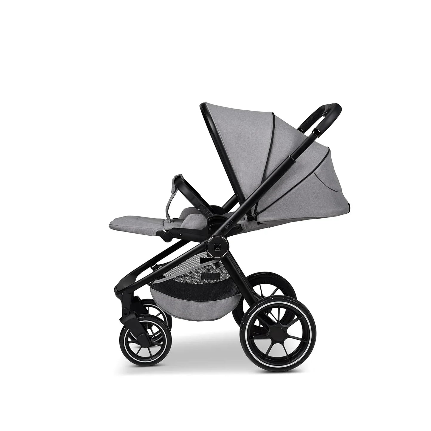 MOON SPORT stone/melange, Sportwagen-Buggy mit Liegefunktion, bis 22kg, UV-Schutz 50+, zusammenklappbar, großer Korb, Kollektion 2025