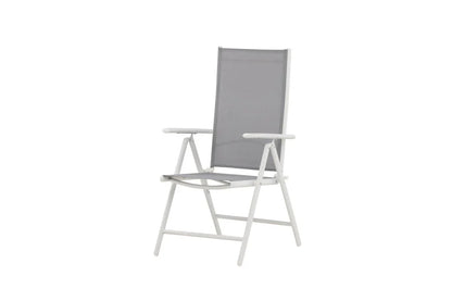 2er Set Gartenstuhl Awa - weißes Gestell aus Aluminium, Sitzfläche aus Textilene, verstellbare Rückenlehne