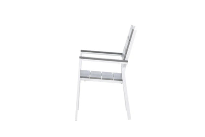 2er Set - Gartenstuhl Vita in Weiß/Grau aus Aluminium und Aintwood-Sitzfläche