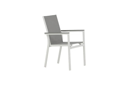 2er Set Gartenstuhl Ina - ein weiß-grauer Stuhl aus Aluminium und Textilene