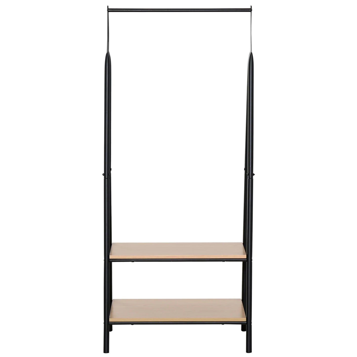 HOMCOM Kleiderständer mit Schuhablage, Wäscheablage, Metall + Holz Schwarz + Natur 64 x 42,5 x 149 cm
