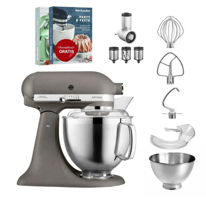 KitchenAid 4,8 L 5KSM185 Artisan Küchenmaschine Beginnerset Artisan Gemüseschneider+Flexirührer