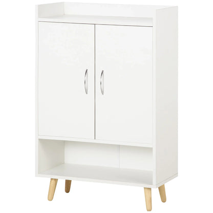 HOMCOM Moderner Schuhschrank mit 2 Türen und 4 Regalen für 12 Paar Schuhe, Ideal für Eingangsbereich, Wohnzimmer, Schlafzimmer 60x30x92 cm Weiß